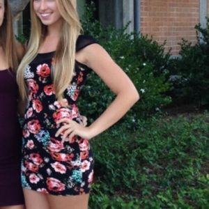 H&M floral mini dress with mesh upper half